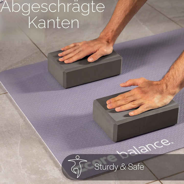 Core Balance Yoga Blocks im Doppelpack & GRATIS Yoga-Gurt, 2 STK. Eva Schaumstoff-Blöcke, robust & l