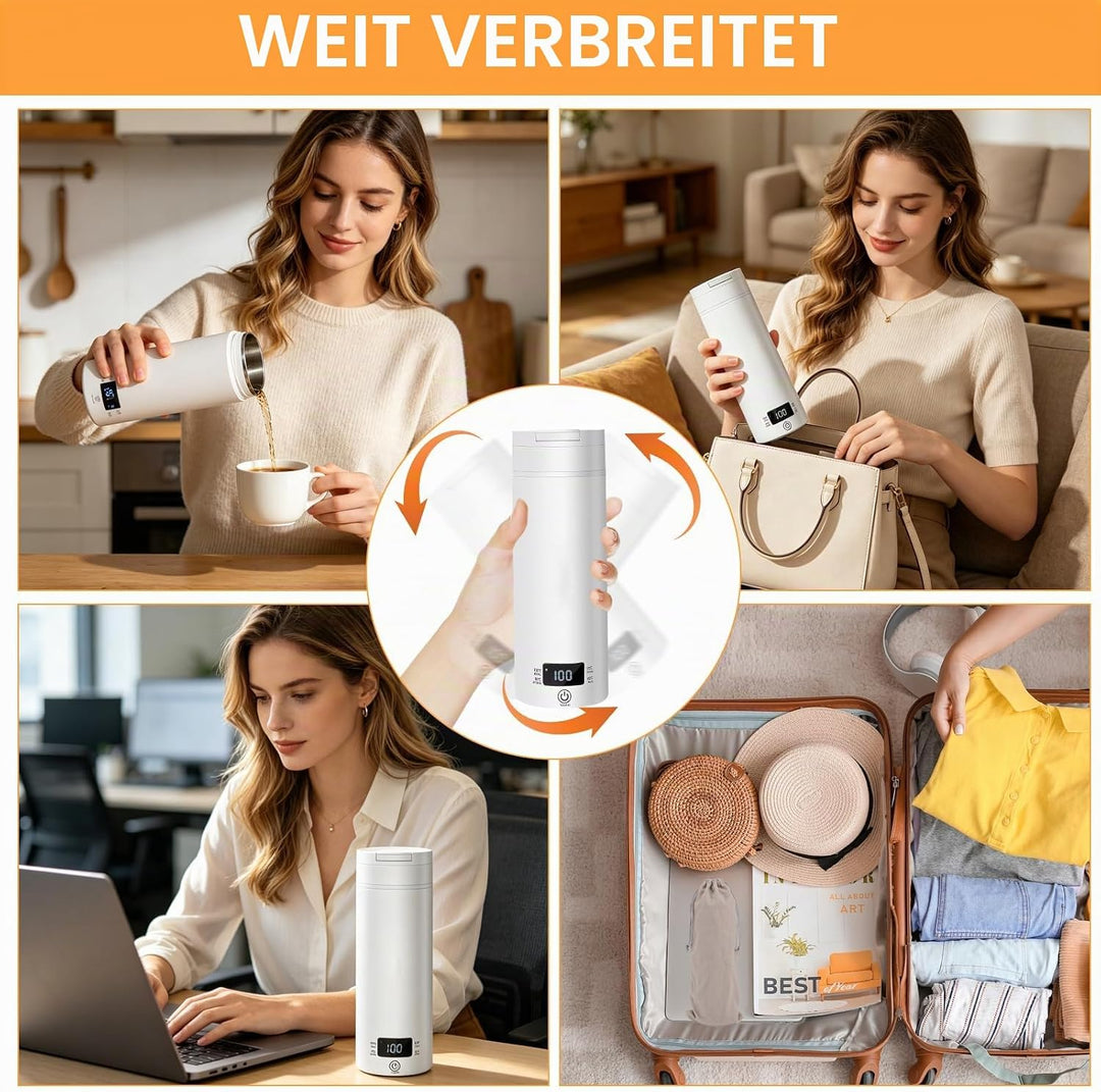 Reisewasserkocher 450ml, Elektrischer Reisewasserkocher Klein Mini Wasserkocher mit Temperatureinste