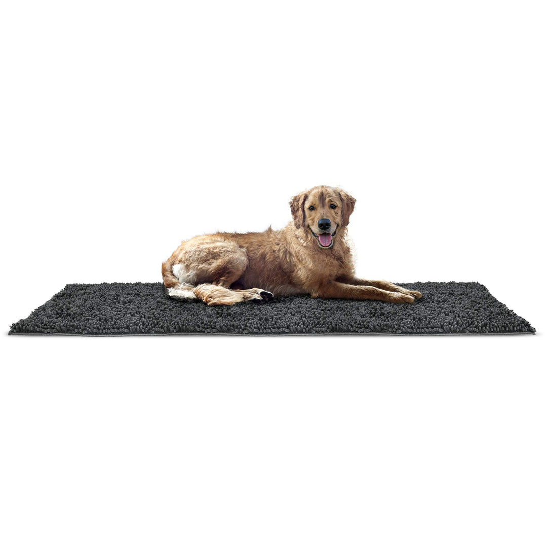 Furhaven XXL Runner Pet Door Mat Muddy Paws Absorbent Chenille Shammy Rug, Washable - Charcoal (Gray