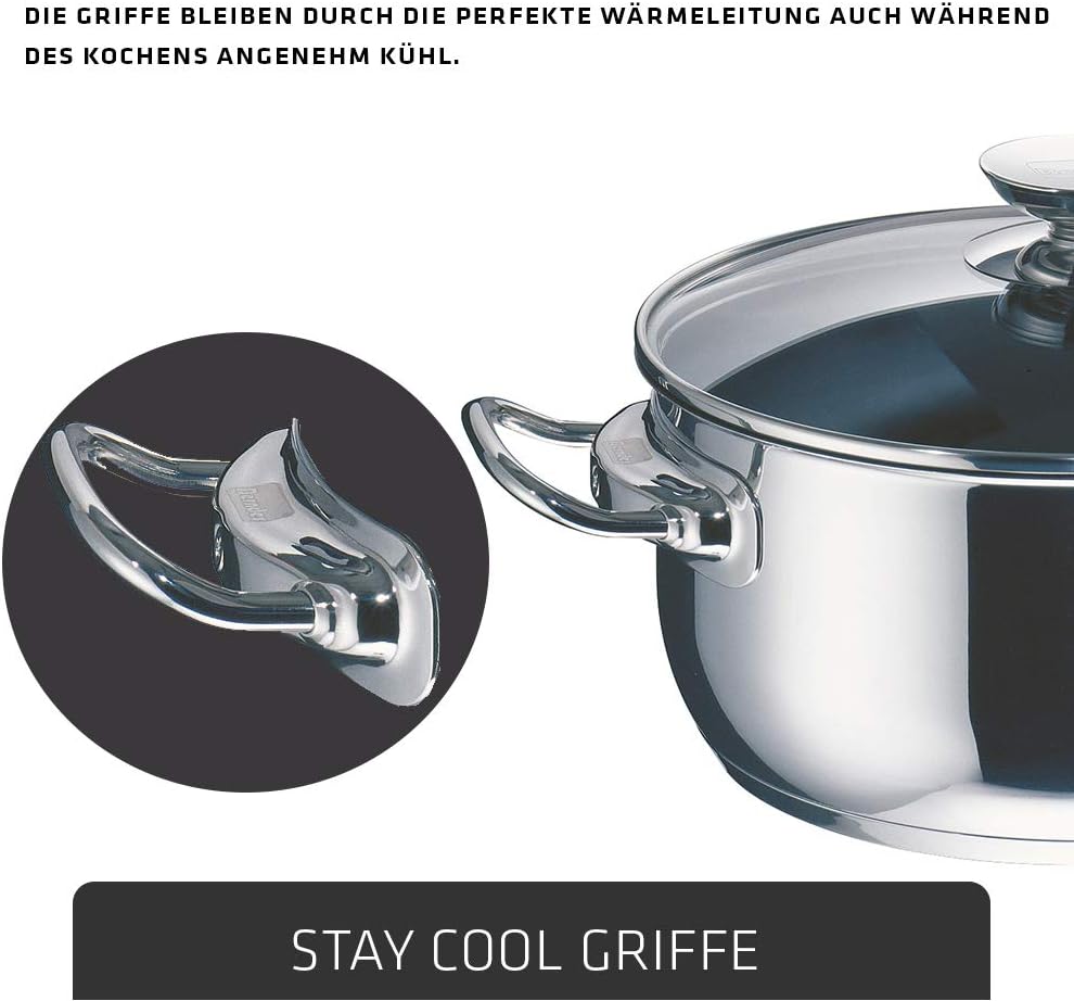 Berndes Kochtopf Injoy Special Edition 16 cm, Induktion, Kochtopf aus Edelstahl, allherdtauglich, To