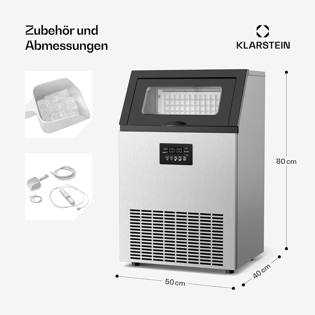 Klarstein Glacial Eiswürfelmaschine - 45 kg/24 h, 370 W Kompressor, 15 kg Behälter, Multitouch-Panel