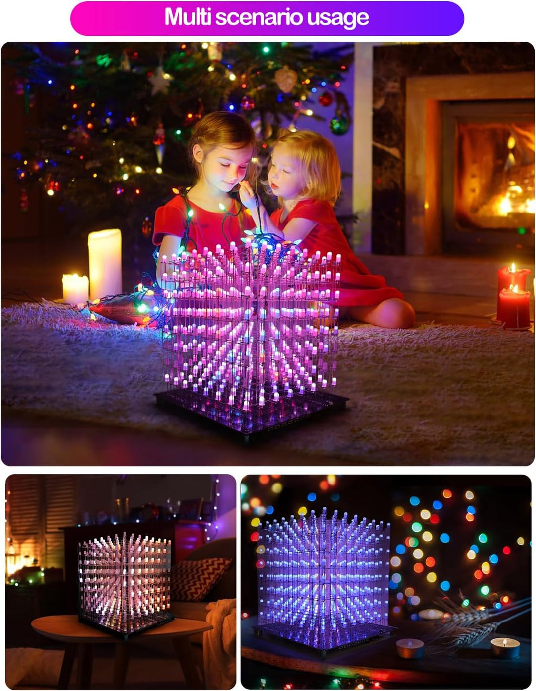 iCubeSmart 3D8RGB-KIT LED-Würfel-Set, DIY-Elektronik-Set, 8 x 8 x 8, LED-Lichtwürfel, DIY-Lötprojekt
