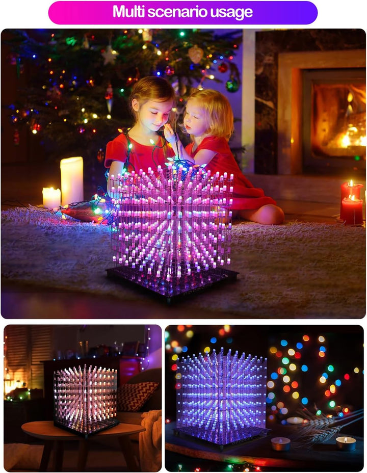 iCubeSmart 3D8RGB-KIT LED-Würfel-Set, DIY-Elektronik-Set, 8 x 8 x 8, LED-Lichtwürfel, DIY-Lötprojekt