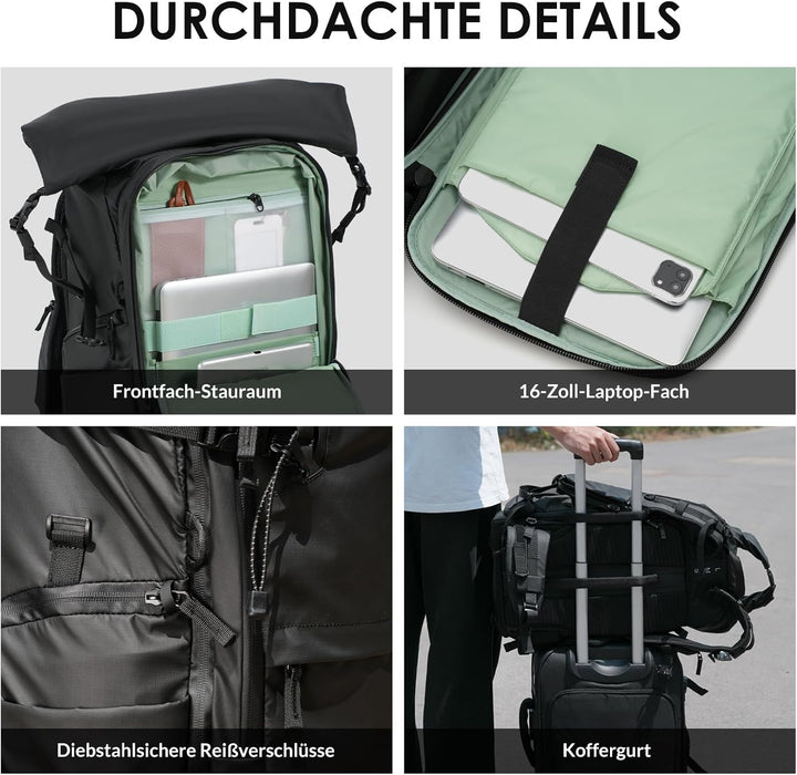 TARION Kamerarucksack Rolltop Wasserdicht Fotorucksack: 35L Professionelle Fotografie Kameratasche m