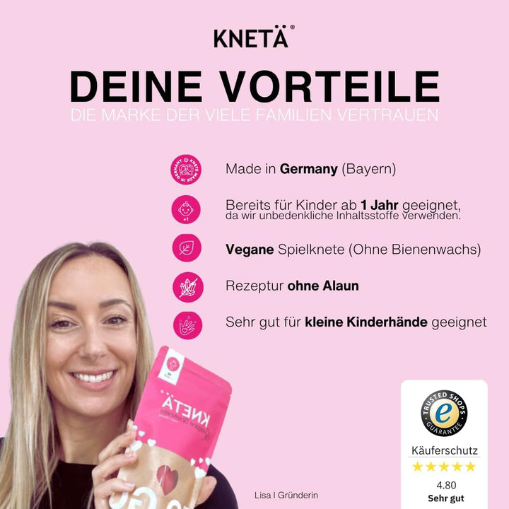 KNETÄ XXL Papierdose (1.000g) - Vegane Spielknete für Kinder ab 1 Jahr I Made in Germany (TÜRKIS), T