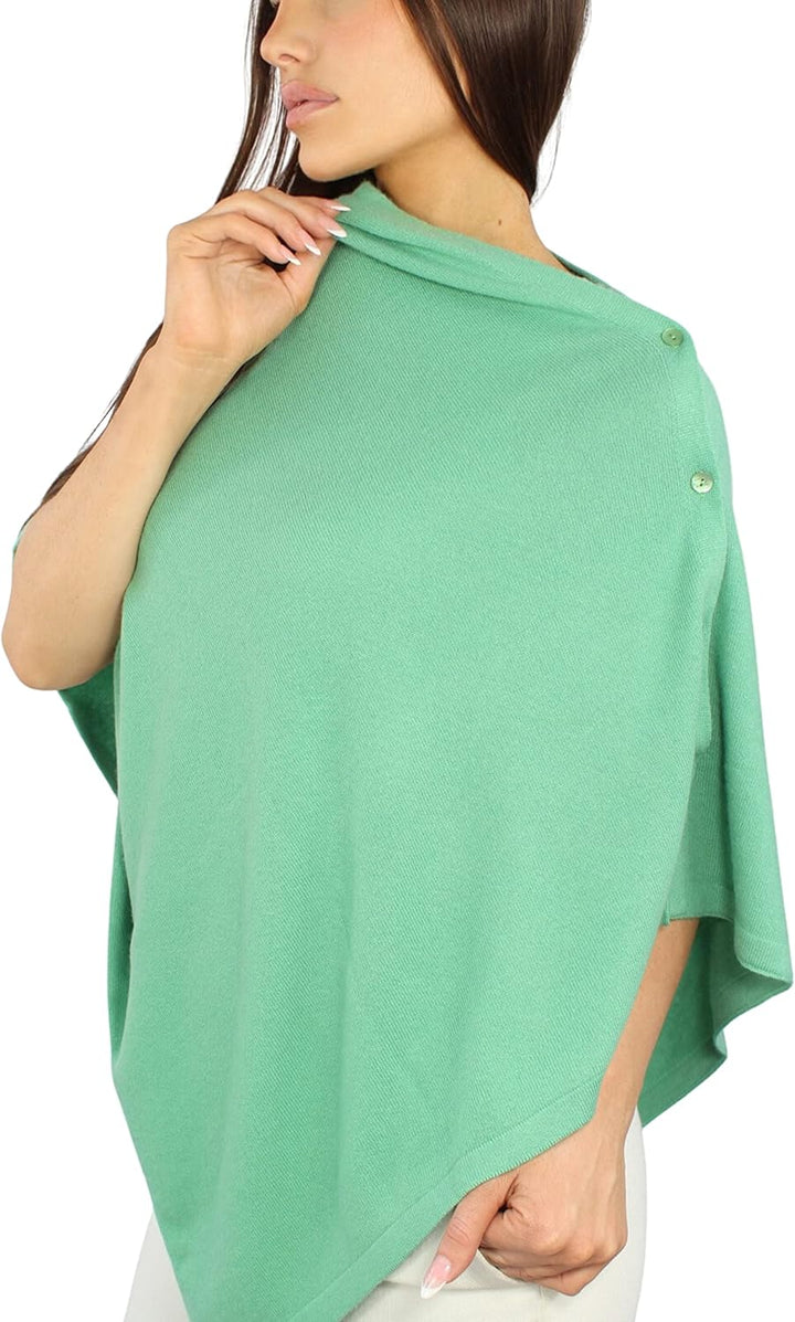 Win's Damen Poncho aus Kaschmirgemisch - Made in Italy Einheitsgrösse Apfelgrün, Einheitsgrösse Apfe