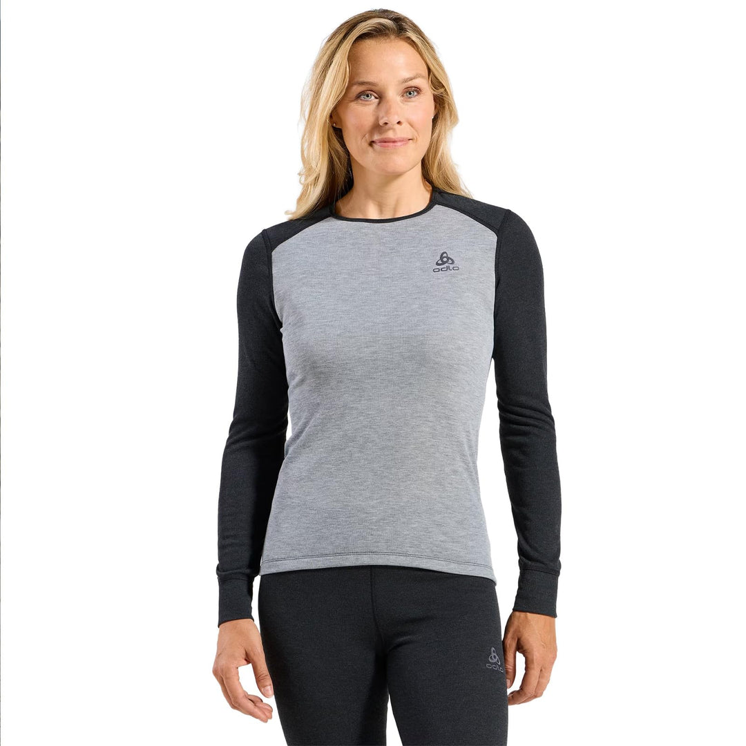 Odlo Damen Funktionsunterwäsche Set Active WARM ECO L Dark Grey Melange - Grey Melange, L Dark Grey