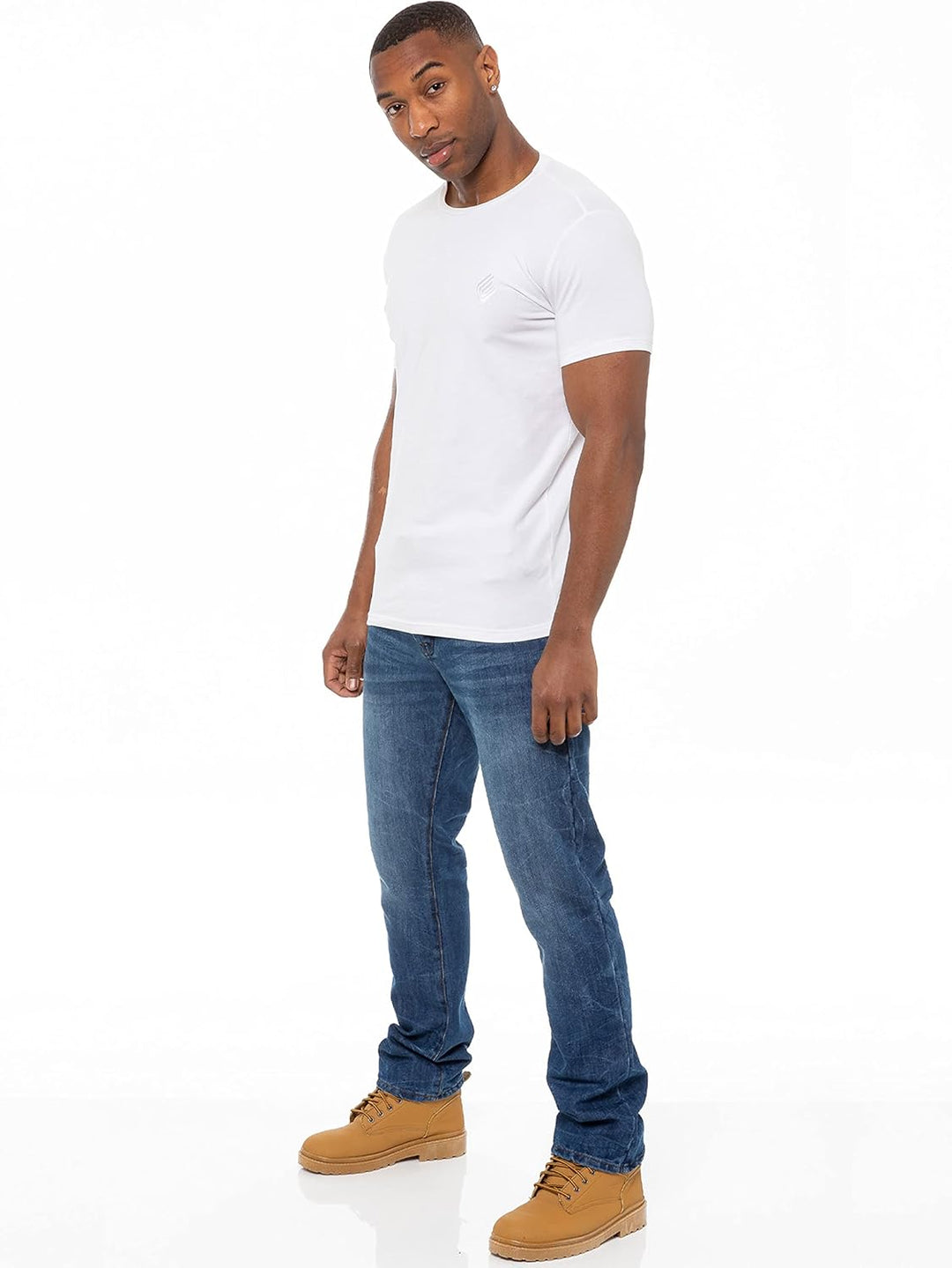 Enzo Designer-Herren-Jeans mit geradem Bein, normale Passform, Denim-freier Gürtel, King-Size-Grösse