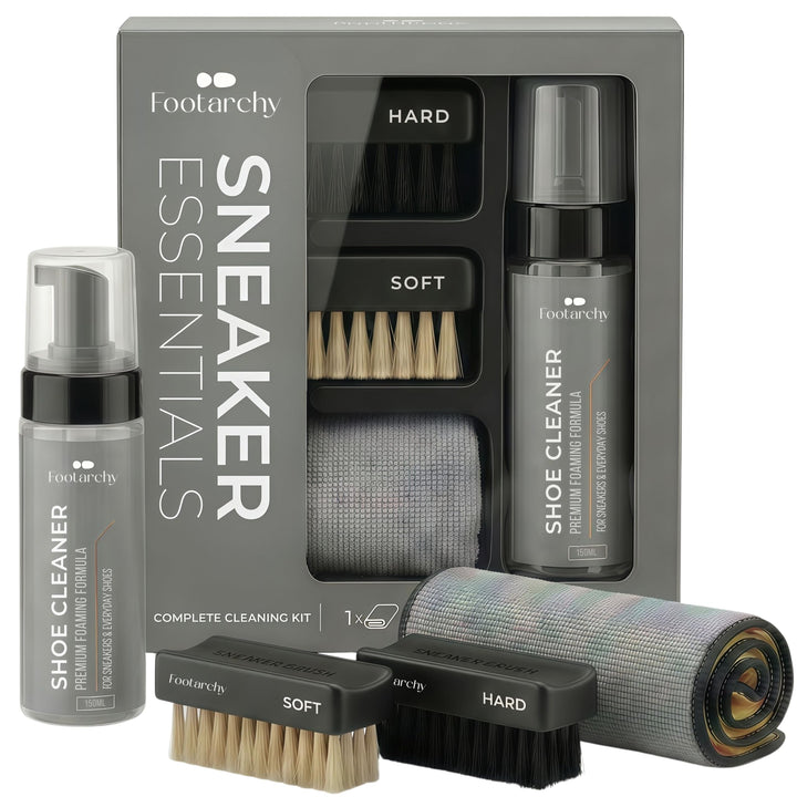 Schuhreinigungsset Profi – 150ml Reinigungsschaum, Schuhreiniger &amp; Sneaker Cleaner Set mit 2 Bürsten