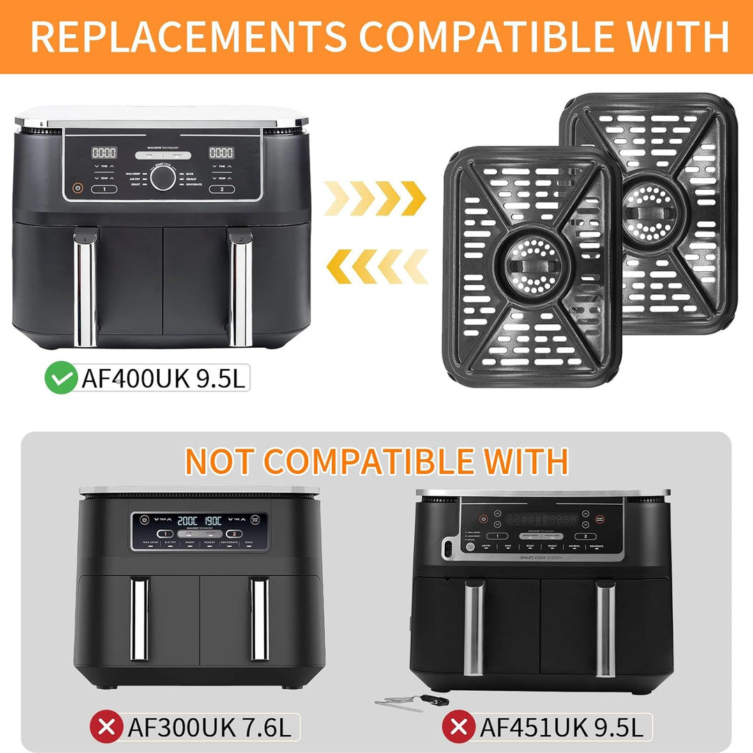 Luftfräter Grillplatte für Ninja Foodi AF500UK 10.4L 7 in 1 AF400UK 9.5L 6 in 1 DualZone 2 Schublade