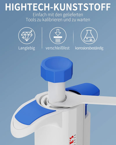 1-10ml Pipetten Pipettor Mikropipette Labor Einkanal Pipettierer Mikroliterpipetten Laborpietten ISO