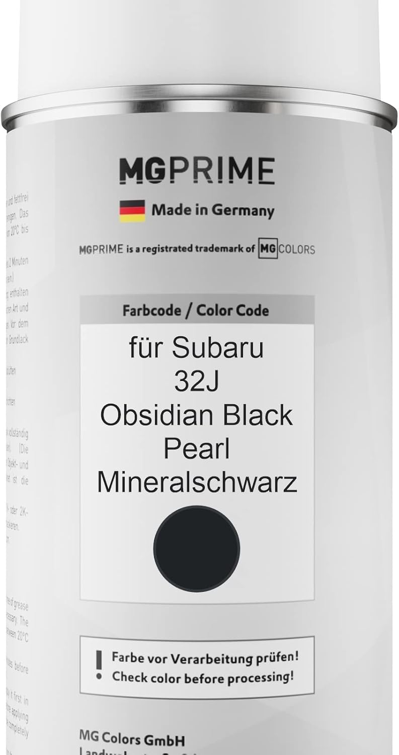 MG PRIME Autolack Sprühdosen Set für Subaru 32J Obsidian Black Pearl/Mineralschwarz Basislack Klarla