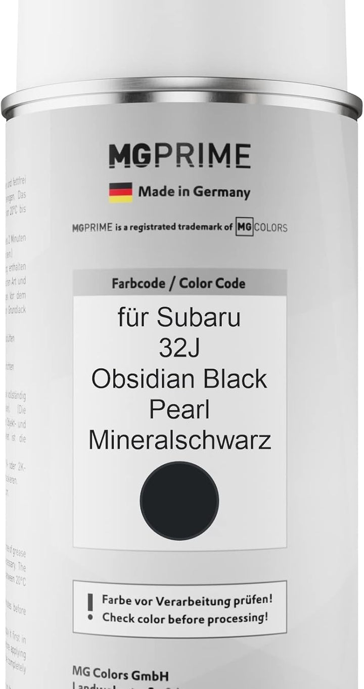 MG PRIME Autolack Sprühdosen Set für Subaru 32J Obsidian Black Pearl/Mineralschwarz Basislack Klarla