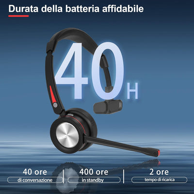 MAIRDI Bluetooth 5.0 Headset mit Mikrofon Noise Canceling, Mono Wireless Headset mit Ladestation, mi