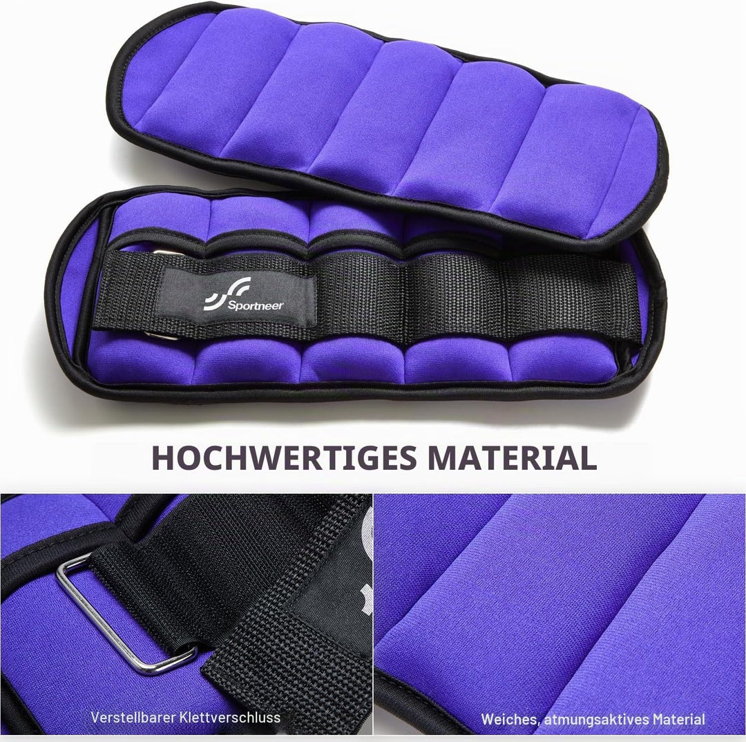 Sportneer Gewichtsmanschetten, Verstellbares Fussgelenkgewichte Set, Fuss-/Handgelenkgewicht Mansche