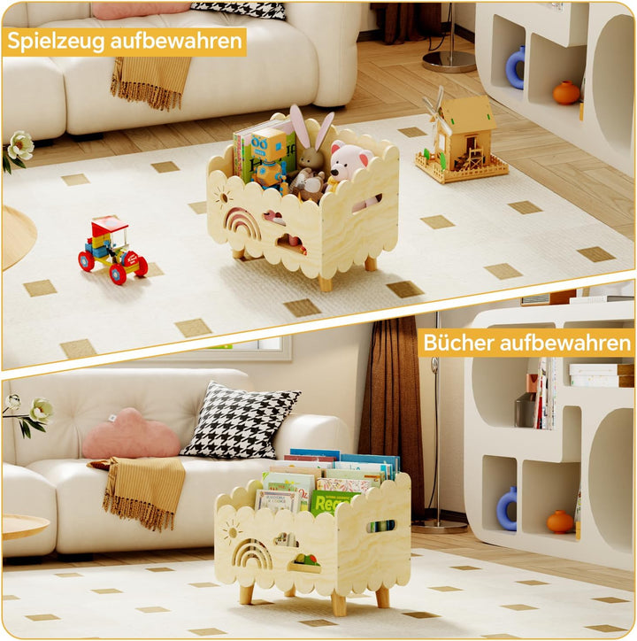 Kinder Bücherregal Holz, Montessori Bücherregal Kinder, Bücherkiste Kinder für Leseecke, Babyzimmer,