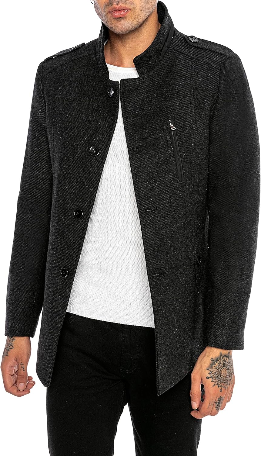 Redbridge Herren Jacke Mantel mit Stehkragen Elegant Schick Casual S Grau, S Grau