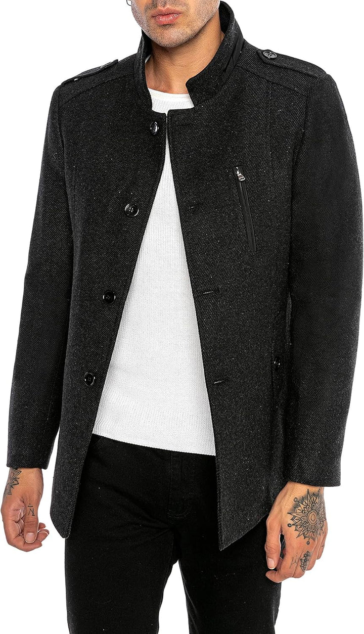 Redbridge Herren Jacke Mantel mit Stehkragen Elegant Schick Casual S Grau, S Grau