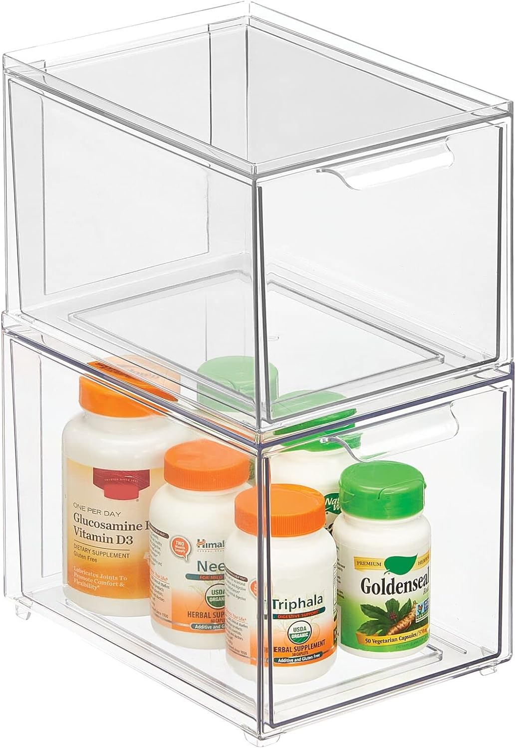 mDesign Kosmetikorganizer – stapelbare Schubladenbox aus Kunststoff – praktische Box zur Aufbewahrun