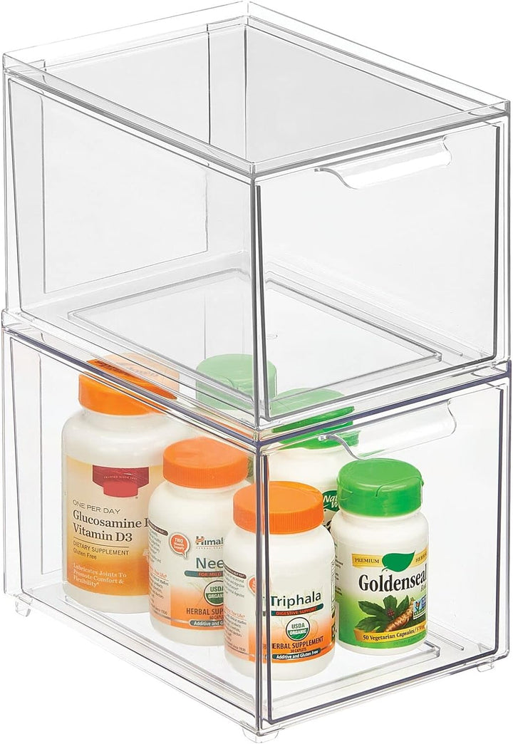 mDesign Kosmetikorganizer – stapelbare Schubladenbox aus Kunststoff – praktische Box zur Aufbewahrun