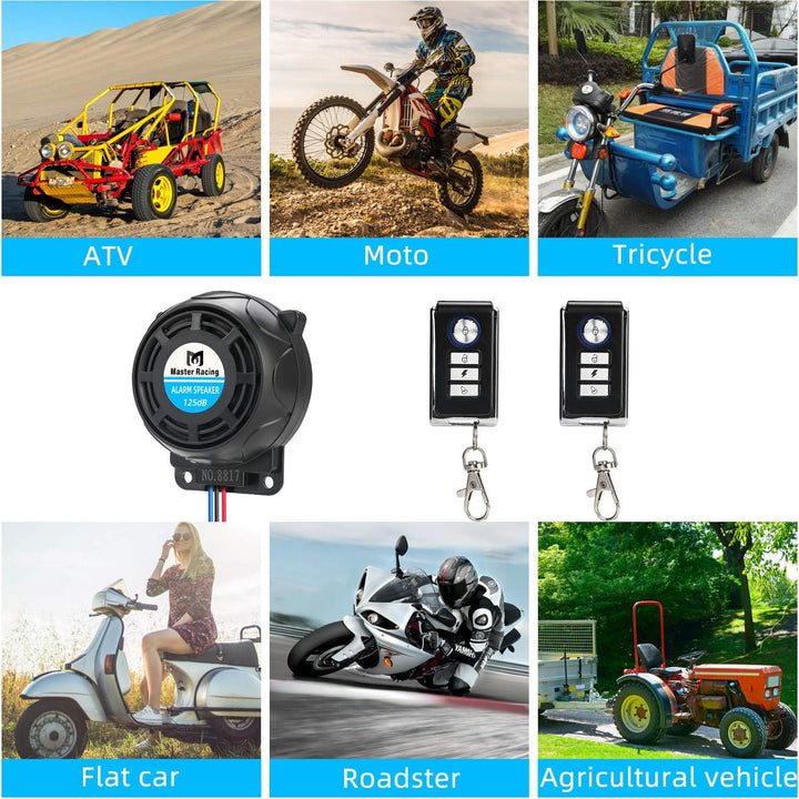 Rupse Motorrad Alarmanlage, Alarm mit 2 Fernbedienung Wasserdicht Diebstahlsicherung Einstellbare Em