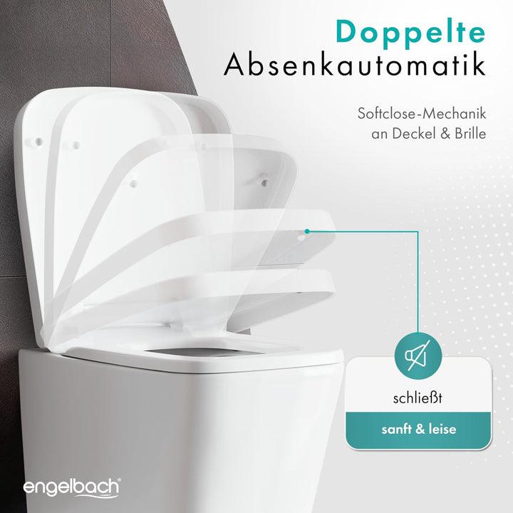 Engelbach® Toilettendeckel mit Absenkautomatik (Einfache Montage) Antibakteriell dank Urea-Duroplast