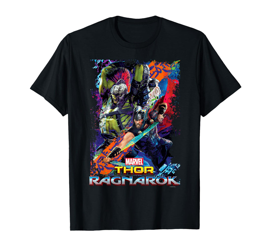 Mens Marvel Thor Ragnarok Hulk Neon Pop Poster Graphic T-Shirt 2XL Royal Blue