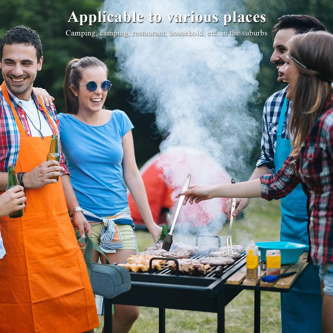 Kyraton Grill Zubehör Kit 9 teilig, Grill Zubehör Werkzeug Set, Edelstahl mit Bakelit Griff, Hitzebe