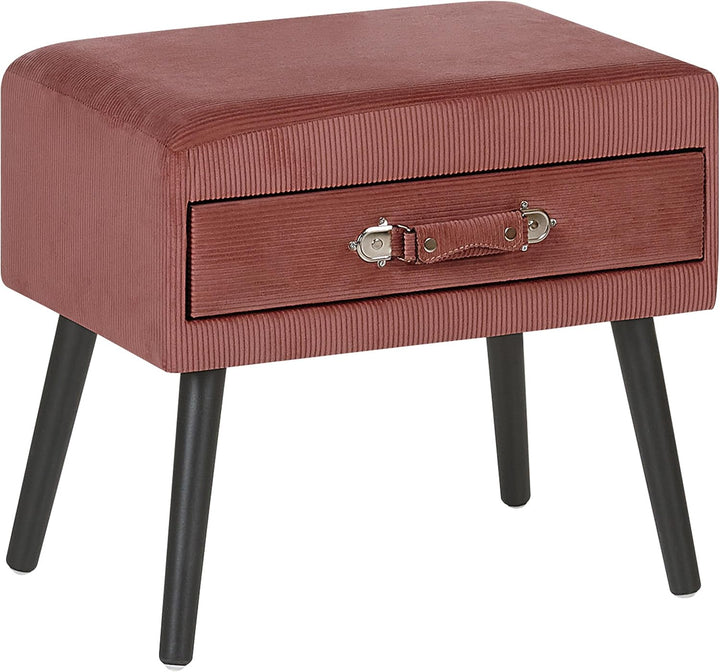 Lustiger Nachttisch 1 Schublade Koffer-Optik Cord rosa Eurostar