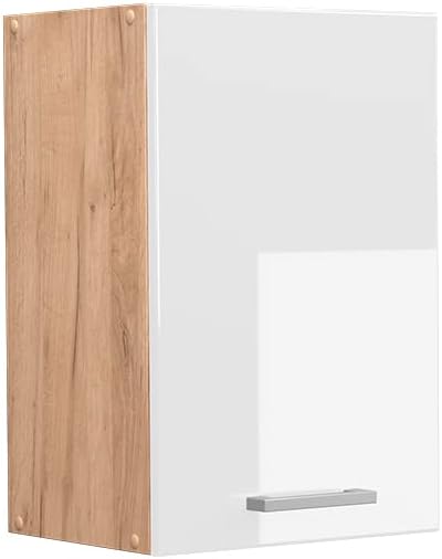 Vicco Hängeschrank R-Line, Weiss Hochglanz/Goldkraft Eiche, 40 cm Weiss Hochglanz Hängeschrank 40 cm