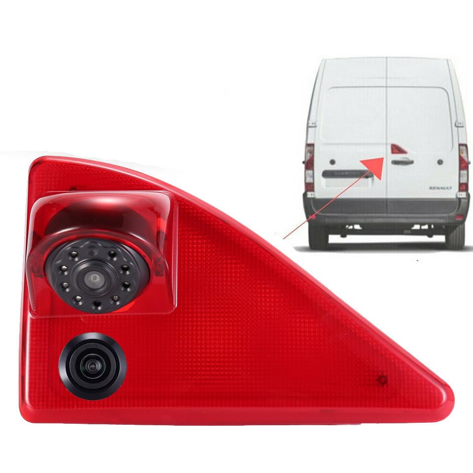 Dual Rückfahrkamera mit 3. Bremsleuchte, Doppel Linsen Rickfahrkamera für Nissan NV400 X62 X62B/Opel