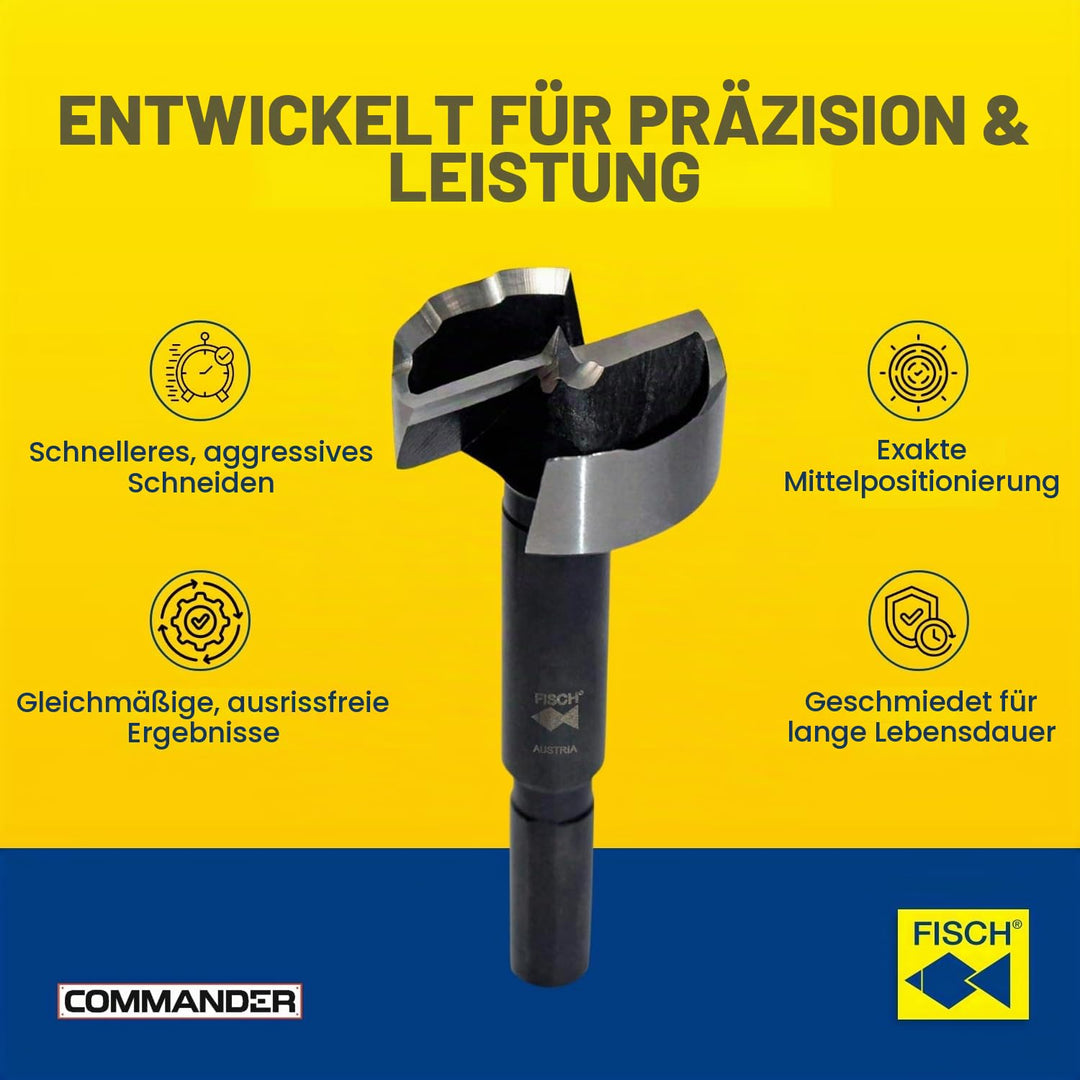 Black Shark Pro Forstnerbohrer Set 6 tlg., Ø 20-25-30-35-40-50 mm, Länge 90 mm, in einer Holzkassett