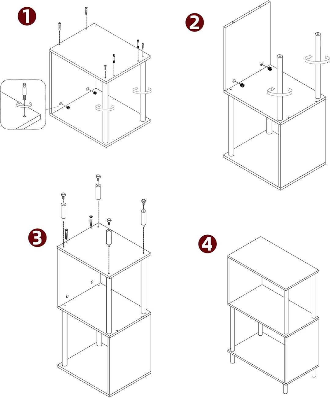 Aibiju Beistelltisch, Nachttisch mit 3 Ablagen, offenes Fach, Couchtisch, für Schlafzimmer, Wohnzimm