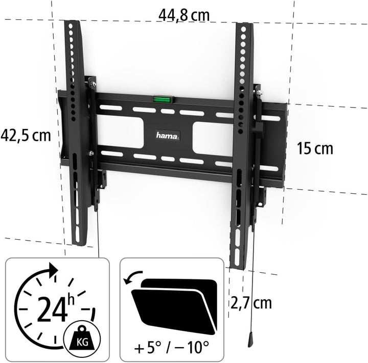 Hama TV Wandhalterung, neigbar, mit Diebstahlschutz (TV Wandhalterung 32-65 Zoll, VESA 100x100 bis V