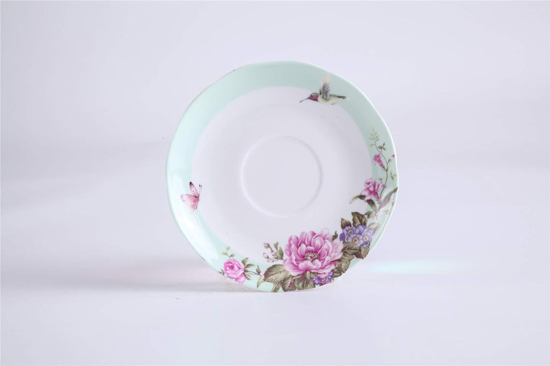 London Boutique Tea for one Teekanne Tasse Suacer Set Shaby Chic Flora Vogel Rose Schmetterling Porz