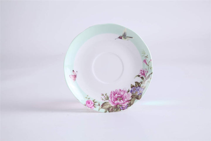 London Boutique Tea for one Teekanne Tasse Suacer Set Shaby Chic Flora Vogel Rose Schmetterling Porz