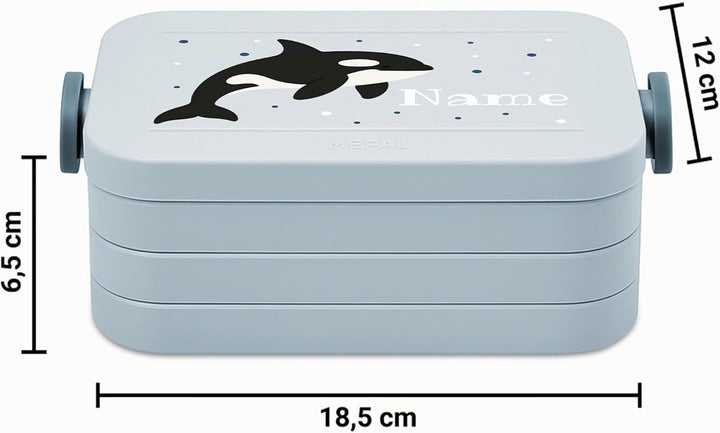 printplanet® Personalisierbare Brotdose „Layout Orca“ – Lunchbox/Bento Box von Mepal – mit eigenem N