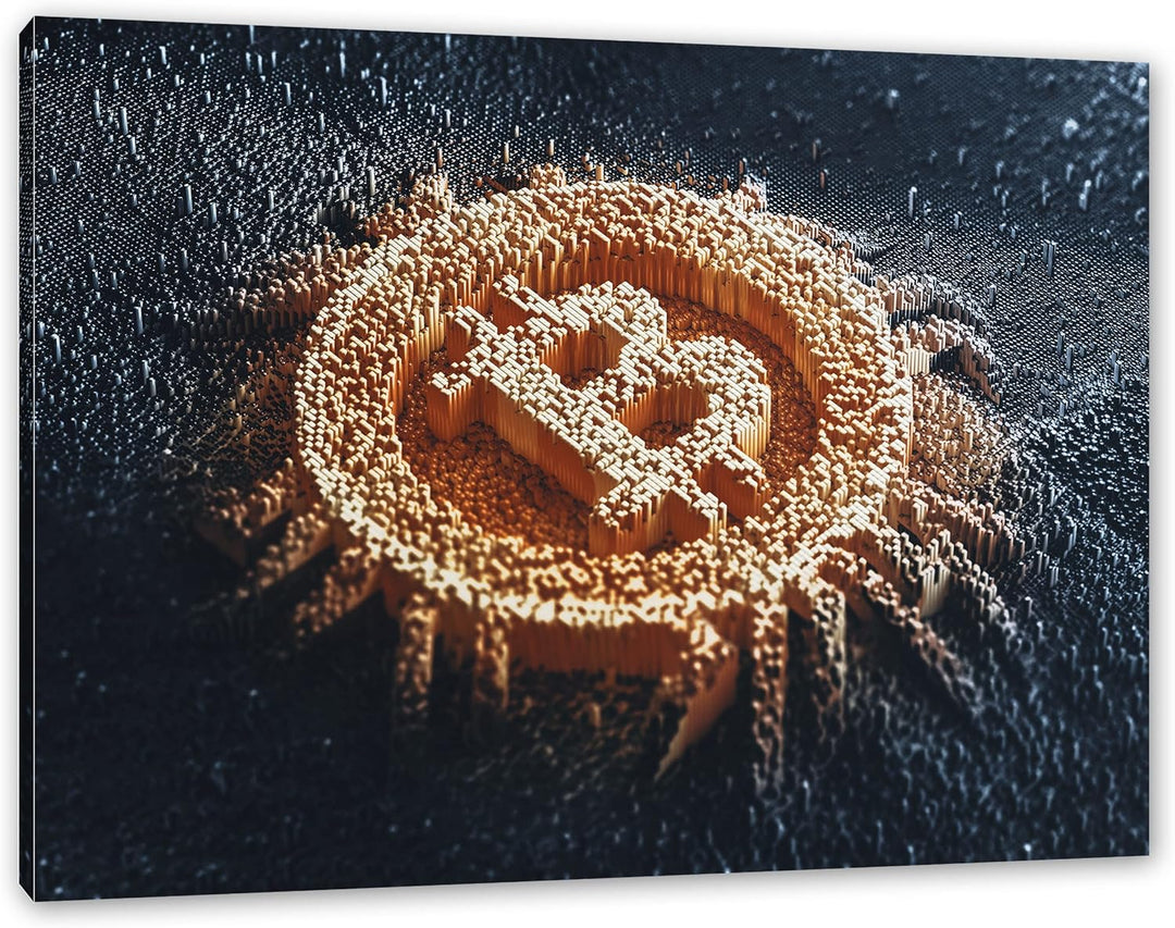 Pixxprint Bitcoin BTC als Leinwandbild | Grösse: 120x80 cm | Wandbild | Kunstdruck | fertig bespannt