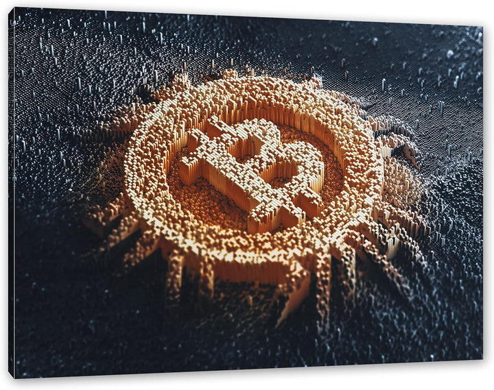 Pixxprint Bitcoin BTC als Leinwandbild | Grösse: 120x80 cm | Wandbild | Kunstdruck | fertig bespannt