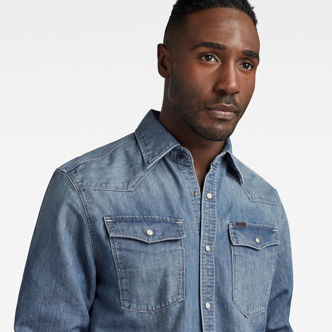 G-Star RAW Herren 3301 Straight Shirts S Blau (Faded Cadet Blue D12698-d303-d890), S Blau (Faded Cad