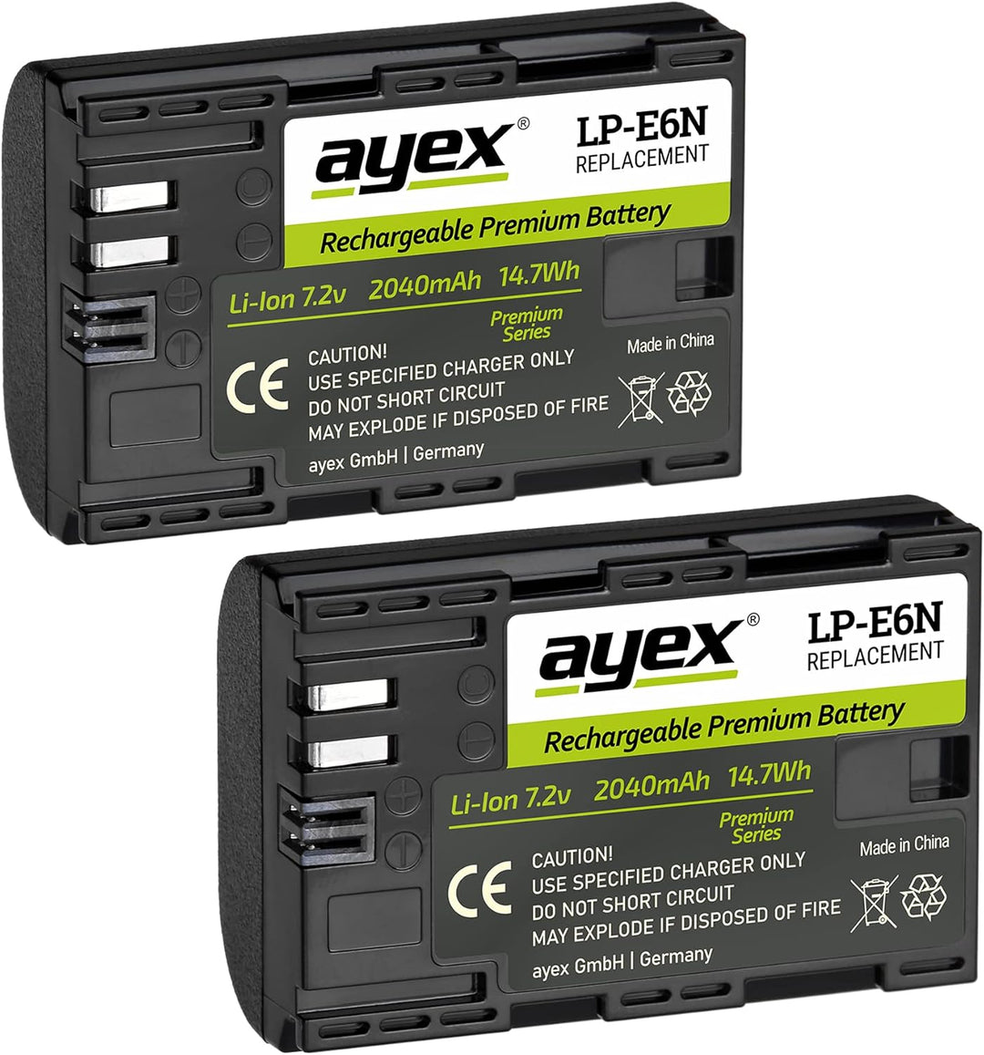 ayex Batteriegriff Kompatibel mit Canon EOS 7D Mark II ähnlich BG-E16 + 2 x LP-E6N Akku + 1 x USB Du
