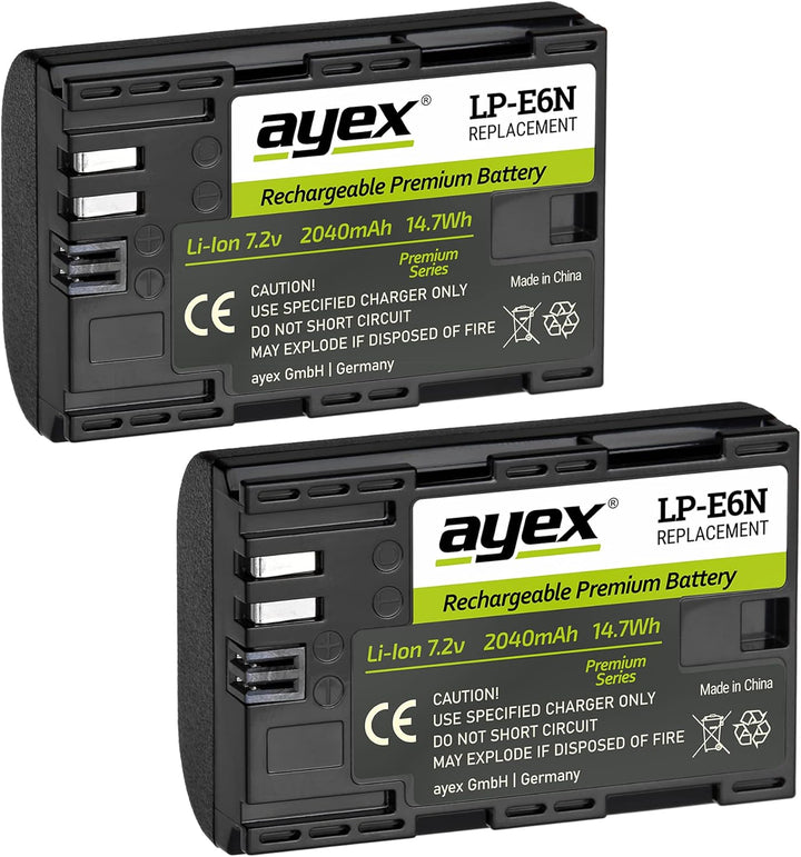 ayex Batteriegriff Kompatibel mit Canon EOS 7D Mark II ähnlich BG-E16 + 2 x LP-E6N Akku + 1 x USB Du