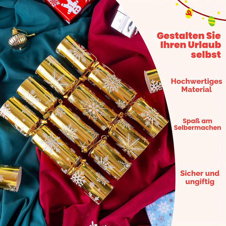 JOYIN 12er-Pack Xmas Geschenk-Tischgeschenke mit goldenem Schneeflocken-Design, ohne Druckknopf, mit