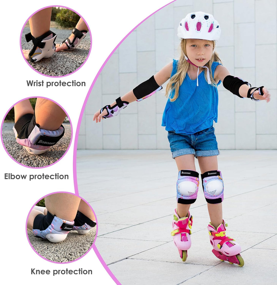 BOSONER Knieschoner Kinder Schoner Inliner Protektoren 6er Set Schützer Inliner Inline Skates Knie U