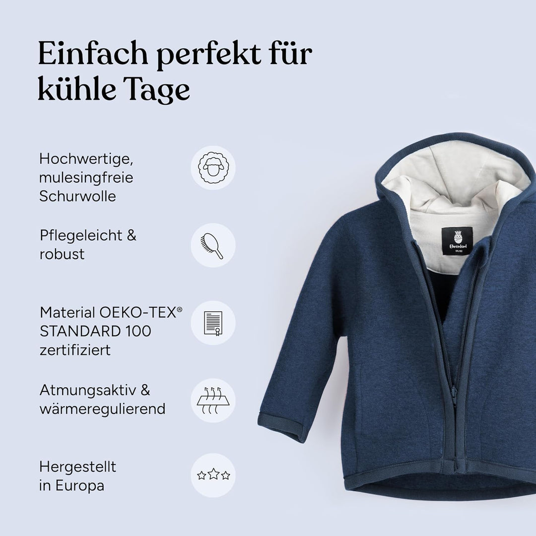Ehrenkind® Walkjacke | Jacke für Kind aus Natur Schurwolle mit Reissverschluss | Walk Jacke für Baby