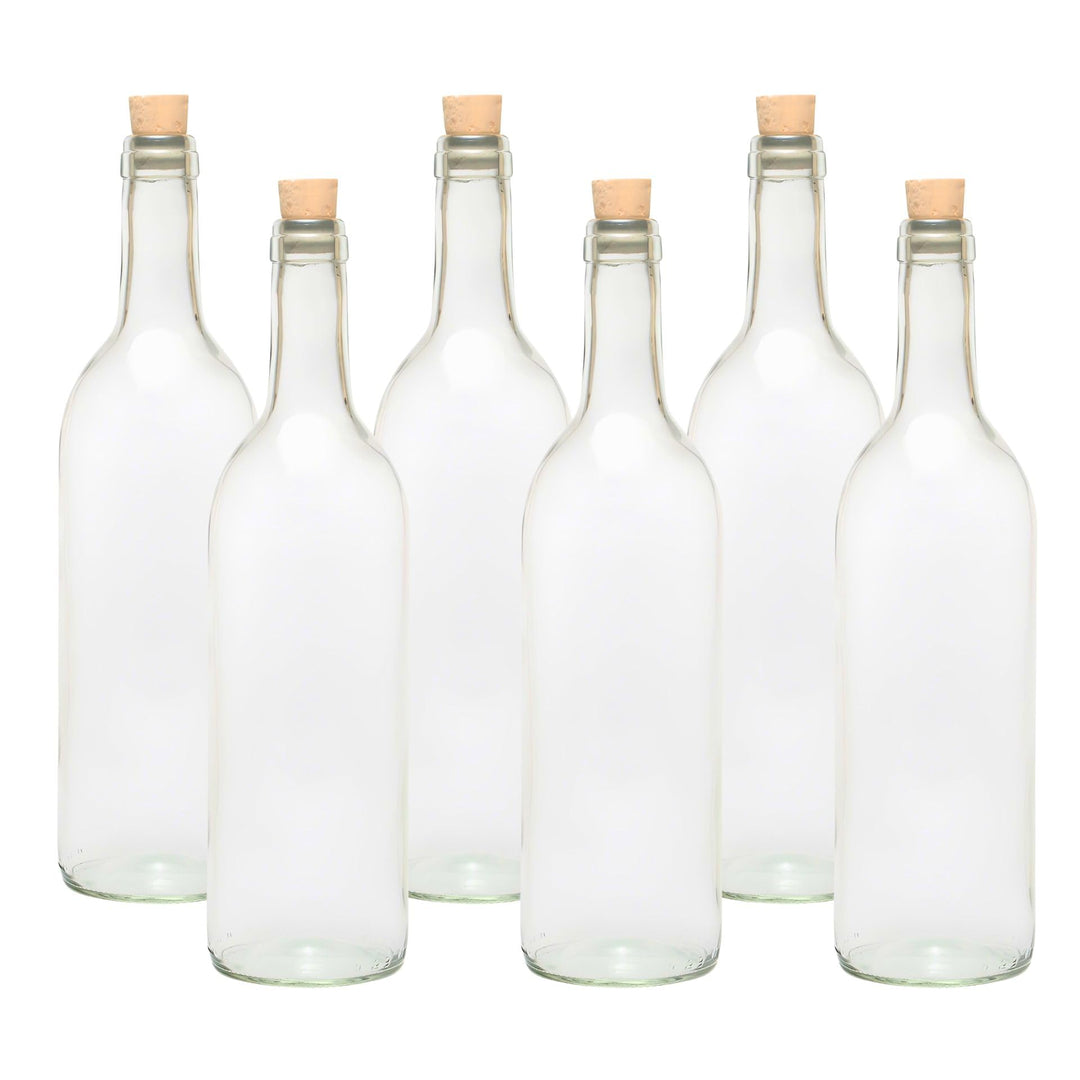 mikken 6 Glasflaschen 750ml mit Korken und Beschriftungsetiketten