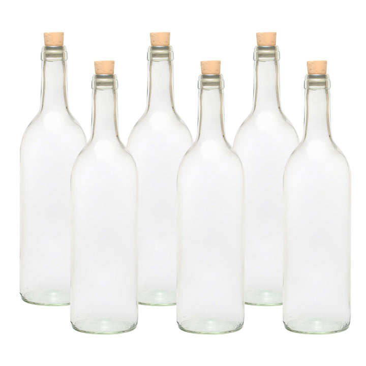 mikken 6 Glasflaschen 750ml mit Korken und Beschriftungsetiketten