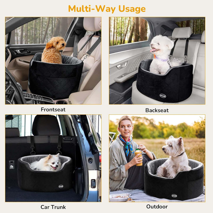 Pecute Hunde Autositz für Kleine/Mittlere Hunde, Pet Booster Autositz mit Sicherheitsgurt,Weichem Ki