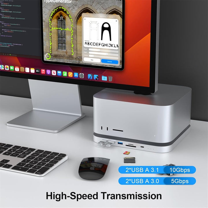 Mac mini Dock, USB-C Dockingstation mit Dual SSD Gehäuse, passend für 2,5 Zoll SATA HDD und NVMe M.2