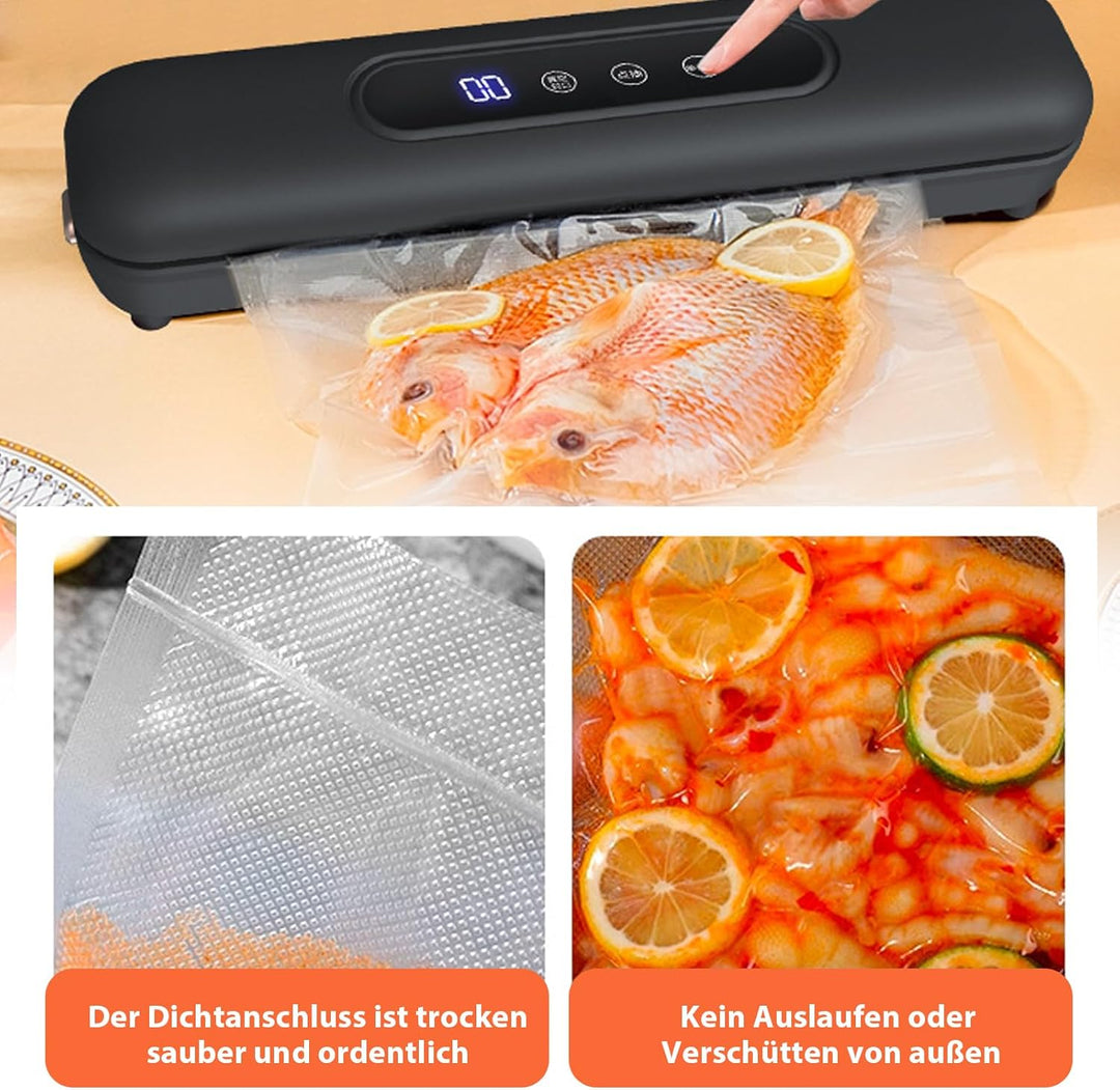 Vakuumiergerät, Vakuumierer für Lebensmittel mit 20 Vakuum Beutel, Folienschweissgerät für Trockene,
